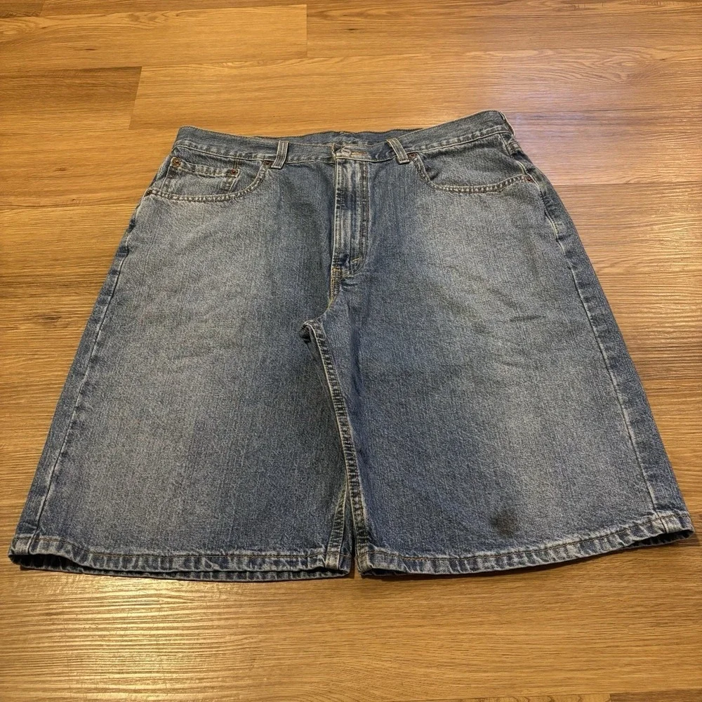 Vintage Y2K Levi's 569 Shorts Men's 36 Loose Fit Blue Denim Light Wash Nice Fade